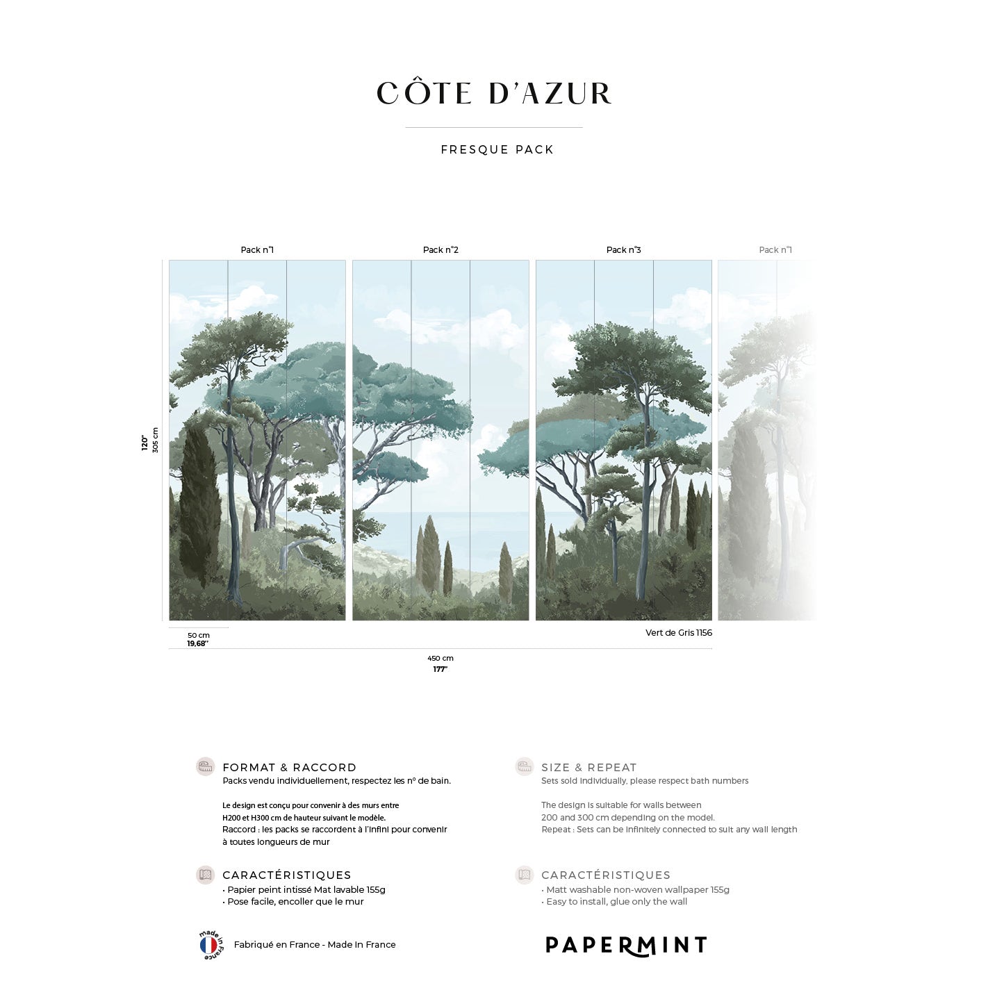 Veer Decor French Riviera Pack 1, 2 & 3 in Gray Wall Mural Landscape Mural Gray  Mural - 8184-BDL-AQ1