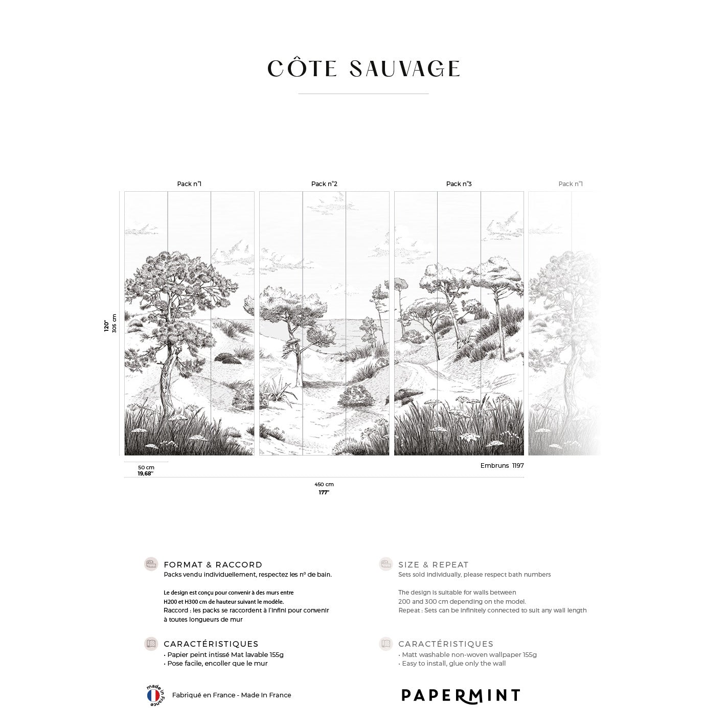 Veer Decor Wild Coast Pack 1, 2 & 3 in Gray Wall Mural Landscape Mural Gray  Mural - 8184-BDL-AR