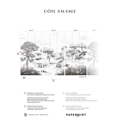 Veer Decor Wild Coast Pack 1, 2 & 3 in Gray Wall Mural Landscape Mural Gray  Mural - 8184-BDL-AR