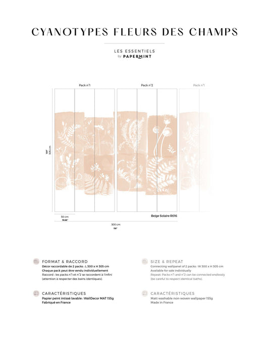 Veer Decor Cyanotype Pack 1 & 2 in Pink Wall Mural Nature Mural Pink  Mural - 8184-BDL-AT2