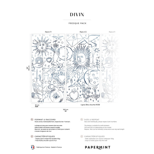 Veer Decor Divine Pack 1 & 2 in Navy Wall Mural Words & Symbols Mural Navy  Mural - 8184-BDL-AU1