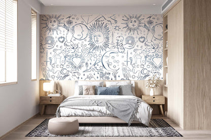 Veer Decor Divine Pack 1 & 2 in Navy Wall Mural Words & Symbols Mural Navy  Mural - 8184-BDL-AU1