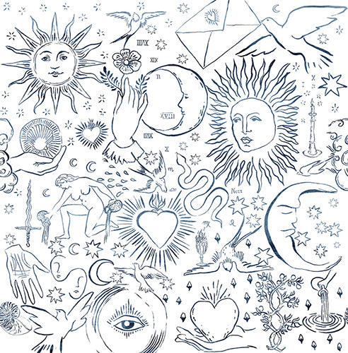 Veer Decor Divine Pack 1 & 2 in Navy Wall Mural Words & Symbols Mural Navy  Mural - 8184-BDL-AU1