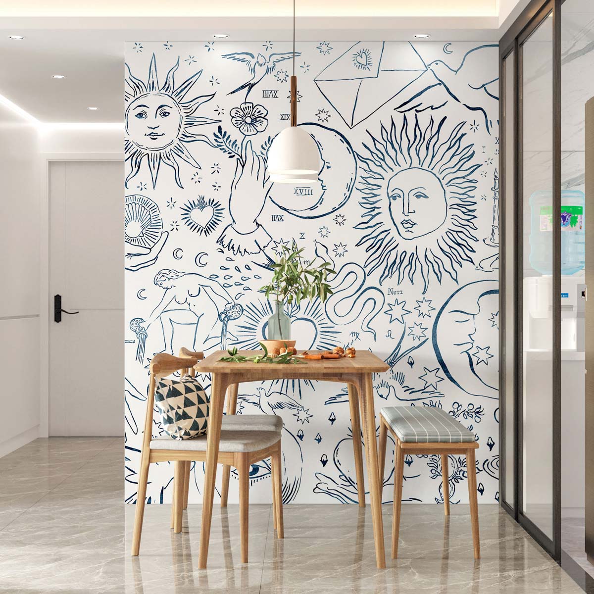 Veer Decor Divine Pack 1 & 2 in Navy Wall Mural Words & Symbols Mural Navy  Mural - 8184-BDL-AU1