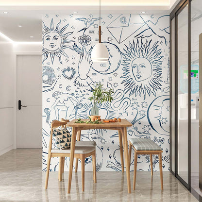 Veer Decor Divine Pack 1 & 2 in Navy Wall Mural Words & Symbols Mural Navy  Mural - 8184-BDL-AU1