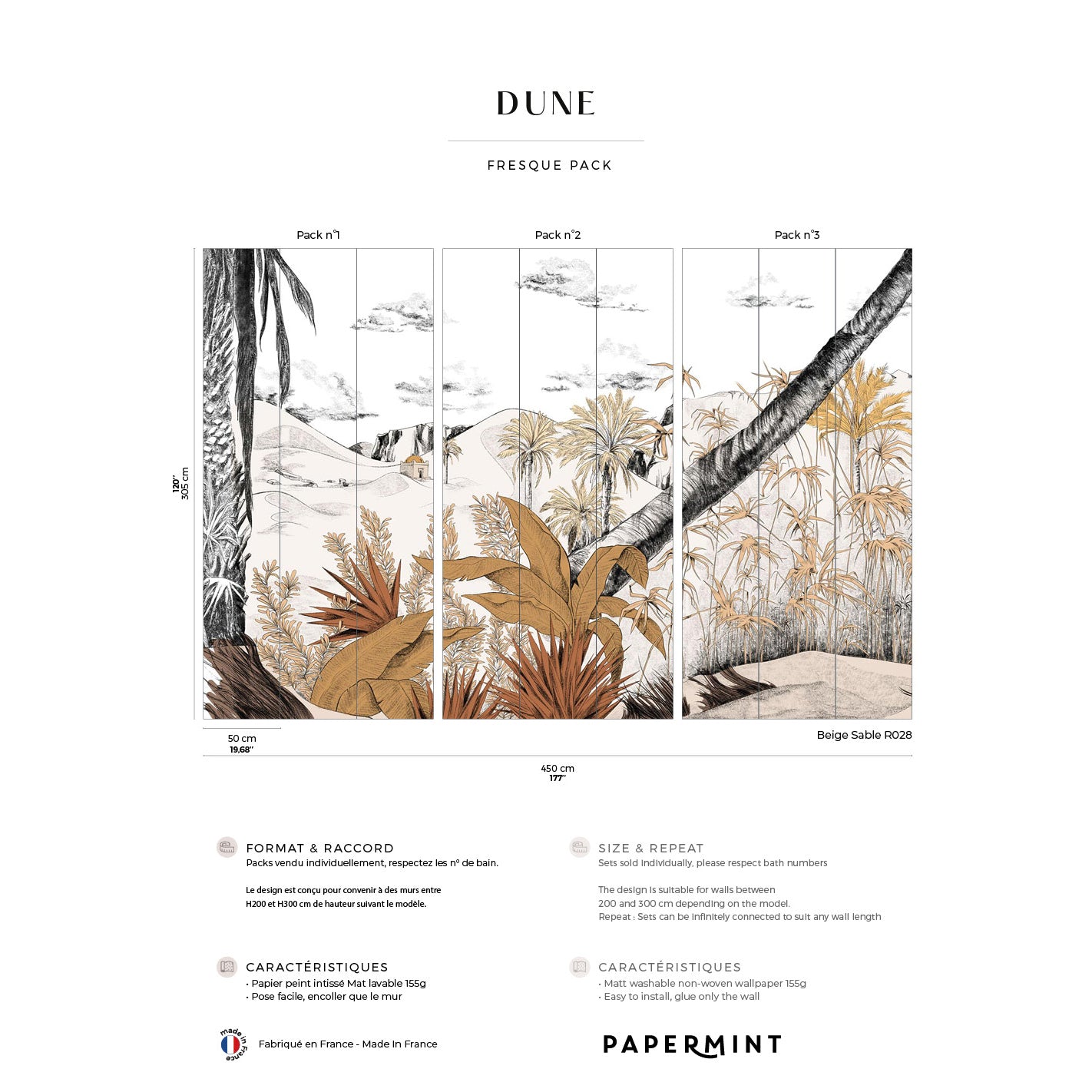 Veer Decor Dune Pack 1, 2 & 3 in Beige Wall Mural Landscape Mural Beige  Mural - 8184-BDL-AW1