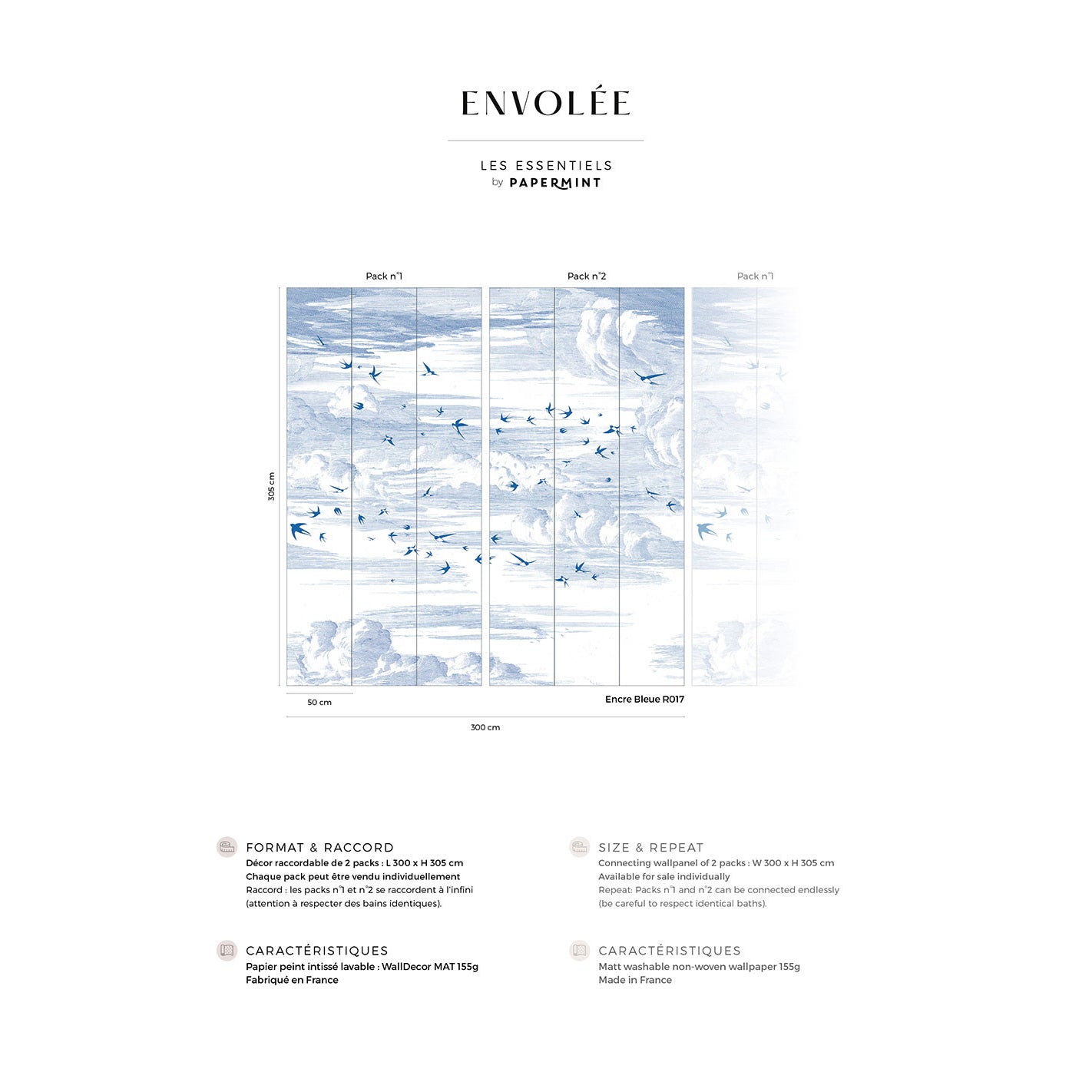 Veer Decor Soaring Pack 1 & 2 in Blue Wall Mural Animals Mural Blue  Mural - 8184-BDL-AY1