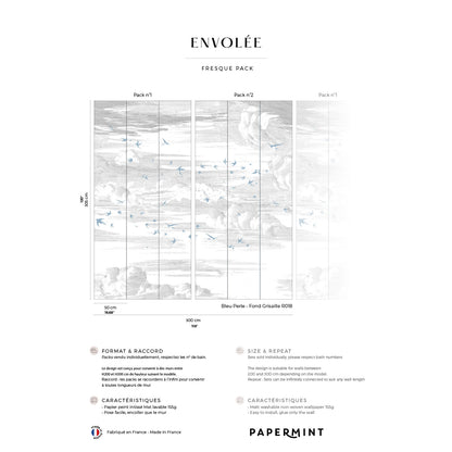 Veer Decor Soaring Pack 1 & 2 in White Wall Mural Animals Mural White  Mural - 8184-BDL-AY2