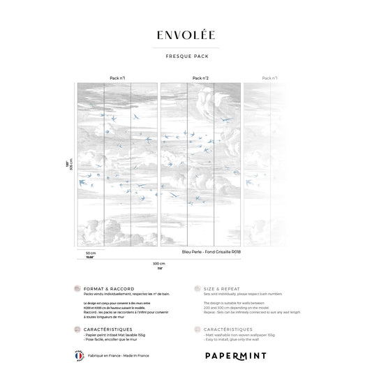 Veer Decor Soaring Pack 1 & 2 in White Wall Mural Animals Mural White  Mural - 8184-BDL-AY2