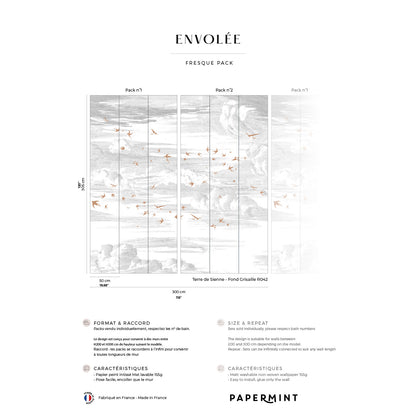 Veer Decor Soaring Pack 1 & 2 in Red Wall Mural Animals Mural Red  Mural - 8184-BDL-AY3