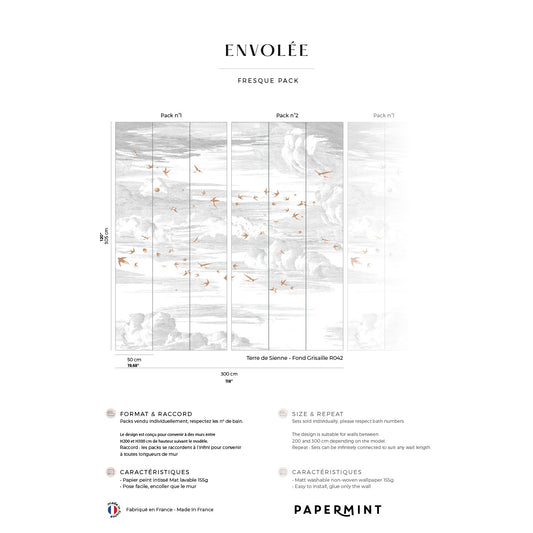 Veer Decor Soaring Pack 1 & 2 in Red Wall Mural Animals Mural Red  Mural - 8184-BDL-AY3