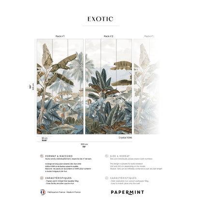 Veer Decor Exotic Pack 1 & 2 in White Wall Mural Tropical Mural White  Mural - 8184-BDL-BA1