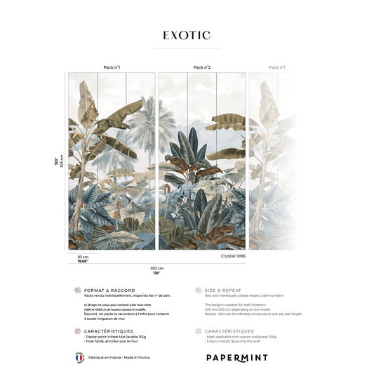 Veer Decor Exotic Pack 1 & 2 in White Wall Mural Tropical Mural White  Mural - 8184-BDL-BA1