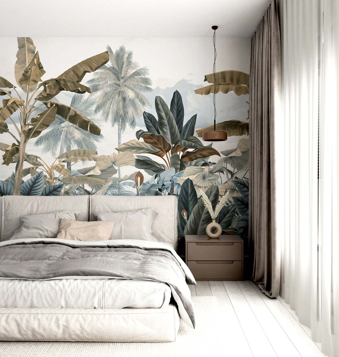 Veer Decor Exotic Pack 1 & 2 in White Wall Mural Tropical Mural White  Mural - 8184-BDL-BA1