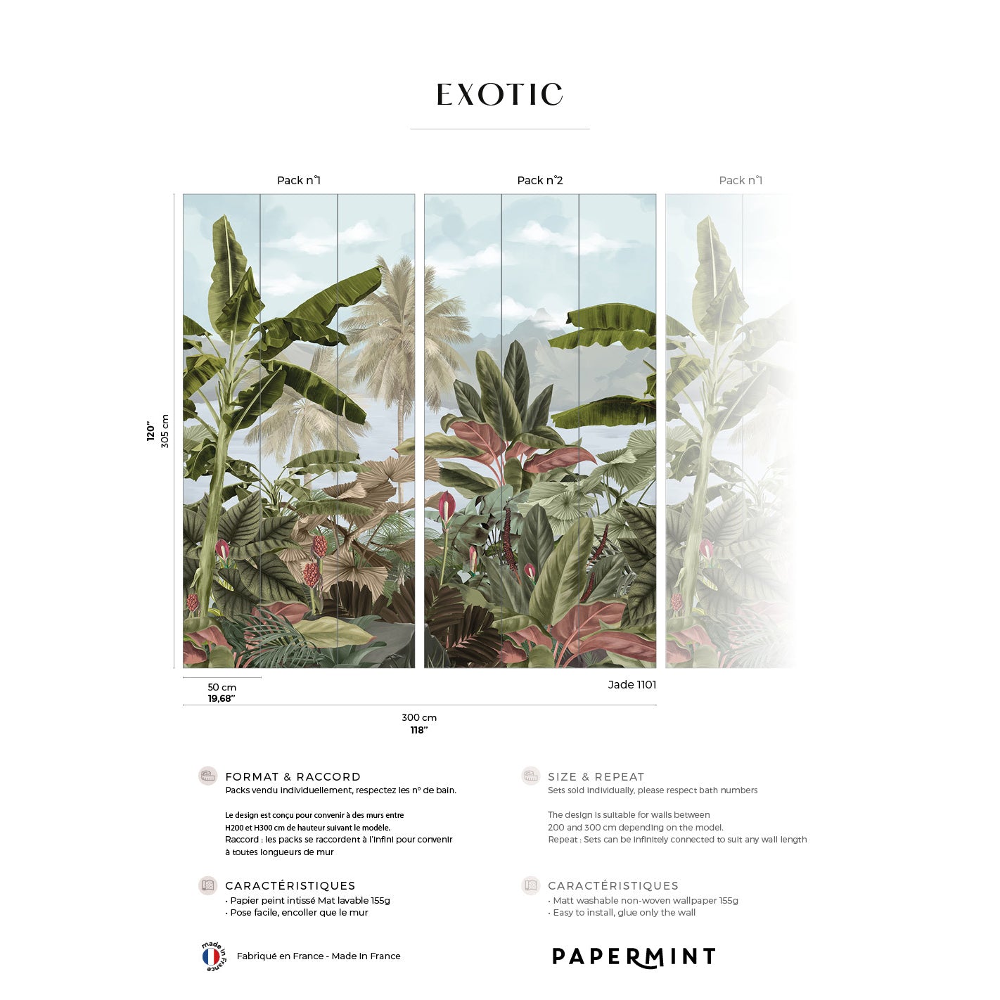 Veer Decor Exotic Pack 1 & 2 in Blue Wall Mural Tropical Mural Blue  Mural - 8184-BDL-BA2