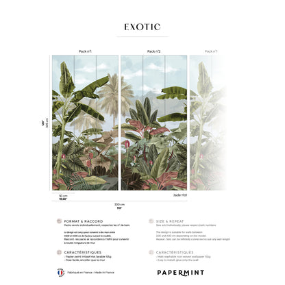 Veer Decor Exotic Pack 1 & 2 in Blue Wall Mural Tropical Mural Blue  Mural - 8184-BDL-BA2