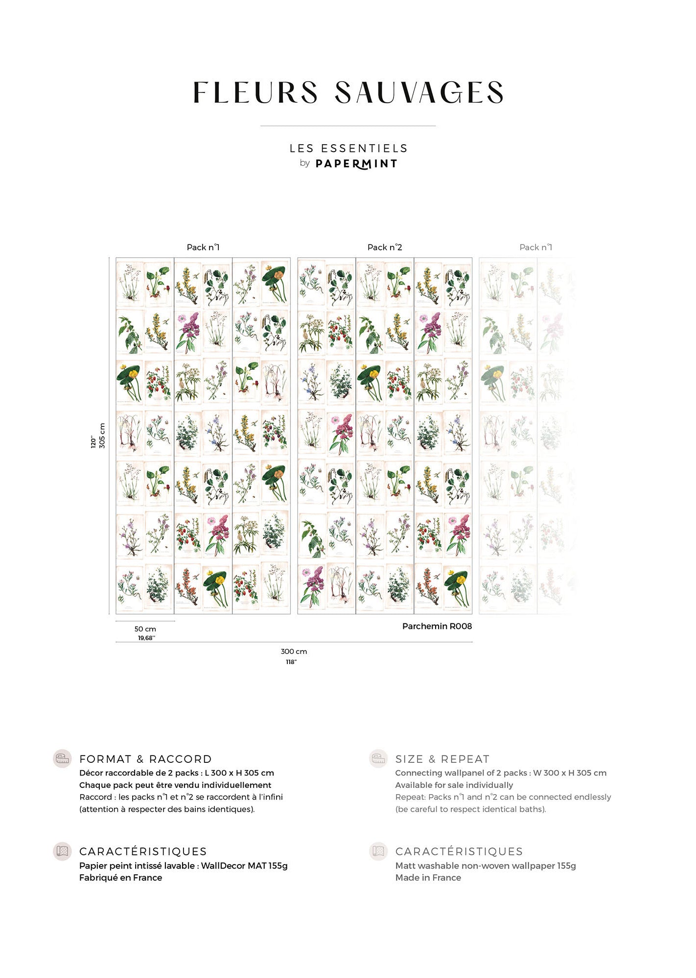 Veer Decor Wild Flowers Pack 1 & 2 in Multi Wall Mural Botanical & Floral Mural Multi  Mural - 8184-BDL-BB