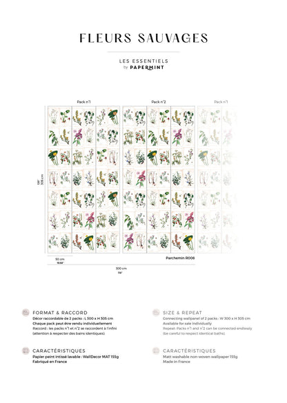 Veer Decor Wild Flowers Pack 1 & 2 in Multi Wall Mural Botanical & Floral Mural Multi  Mural - 8184-BDL-BB