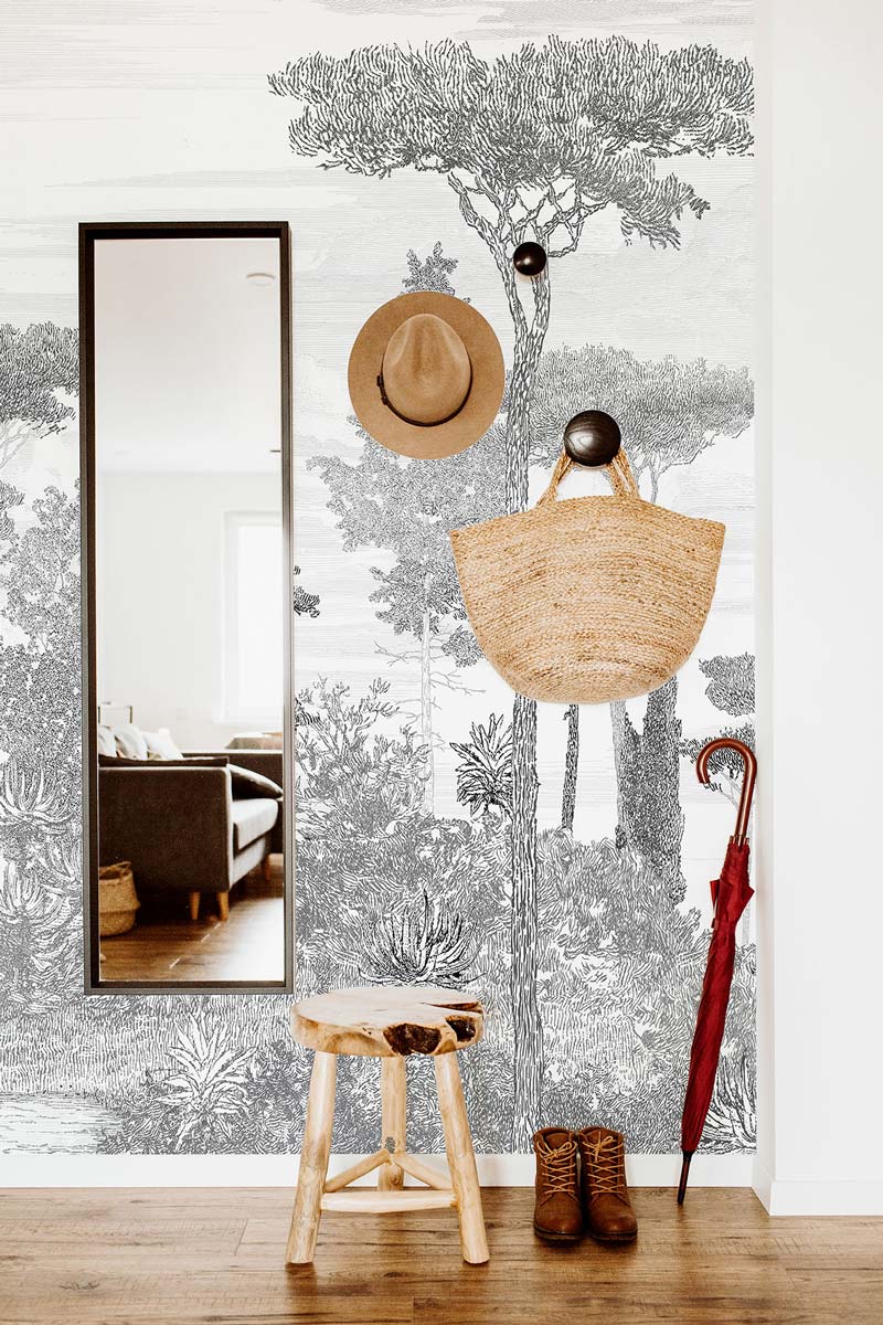 Veer Decor Pine Forest Pack 1 & 2 in Gray Wall Mural Nature Mural Gray  Mural - 8184-BDL-BE