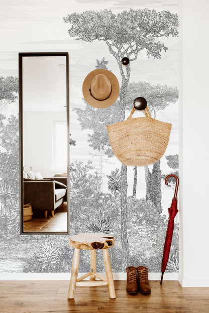 Veer Decor Pine Forest Pack 1 & 2 in Gray Wall Mural Nature Mural Gray  Mural - 8184-BDL-BE