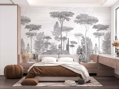 Veer Decor Pine Forest Pack 1 & 2 in Gray Wall Mural Nature Mural Gray  Mural - 8184-BDL-BE