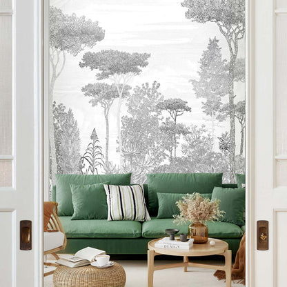 Veer Decor Pine Forest Pack 1 & 2 in Gray Wall Mural Nature Mural Gray  Mural - 8184-BDL-BE