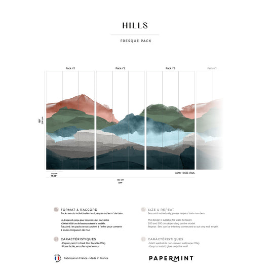 Veer Decor Hills Pack 1, 2 & 3 in Multi Wall Mural Landscape Mural Multi  Mural - 8184-BDL-BH1