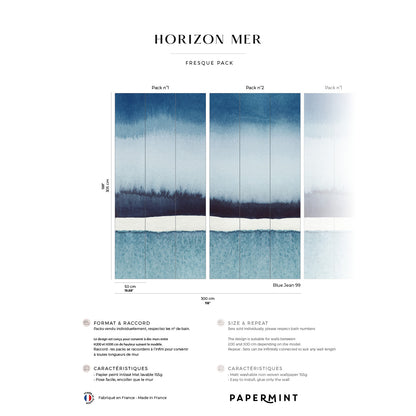 Veer Decor Sea Horizon Pack 1 & 2 in Blue Wall Mural Abstract Mural Blue  Mural - 8184-BDL-BI