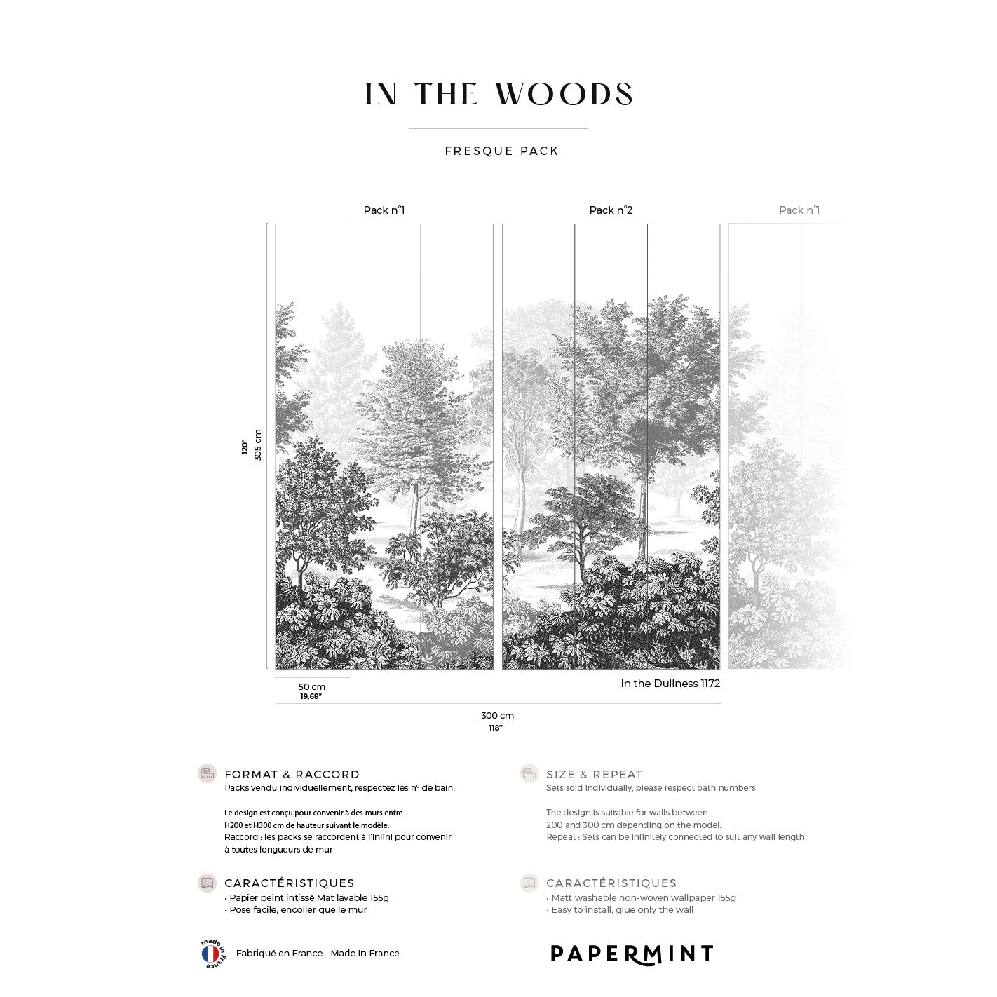 Veer Decor In The Woods Pack 1 & 2 in Gray Wall Mural Landscape Mural Gray  Mural - 8184-BDL-BJ