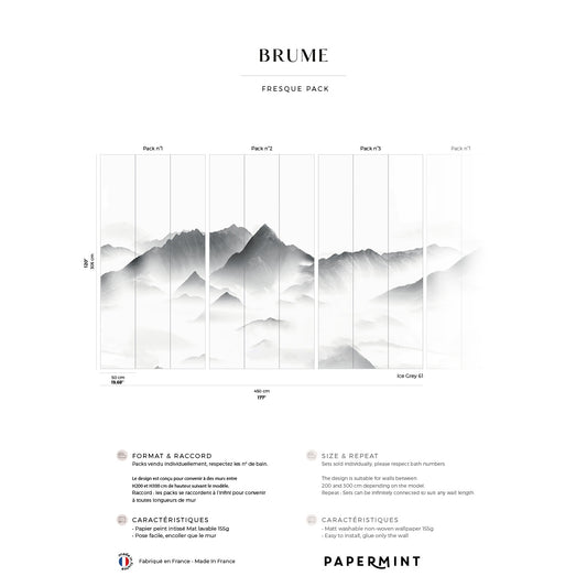 Veer Decor Mist Pack 1, 2 & 3 in Gray Wall Mural Nature Mural Gray  Mural - 8184-BDL-BN