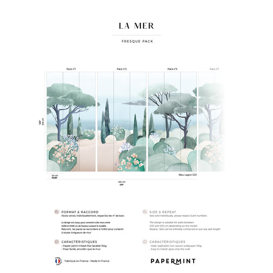 Veer Decor The Sea Pack 1, 2 & 3 in Blue Wall Mural Landscape Mural Blue  Mural - 8184-BDL-BO