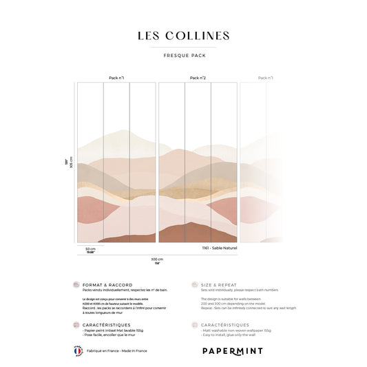 Veer Decor The Hills Pack 1 & 2 in Pink Wall Mural Landscape Mural Pink  Mural - 8184-BDL-BP1