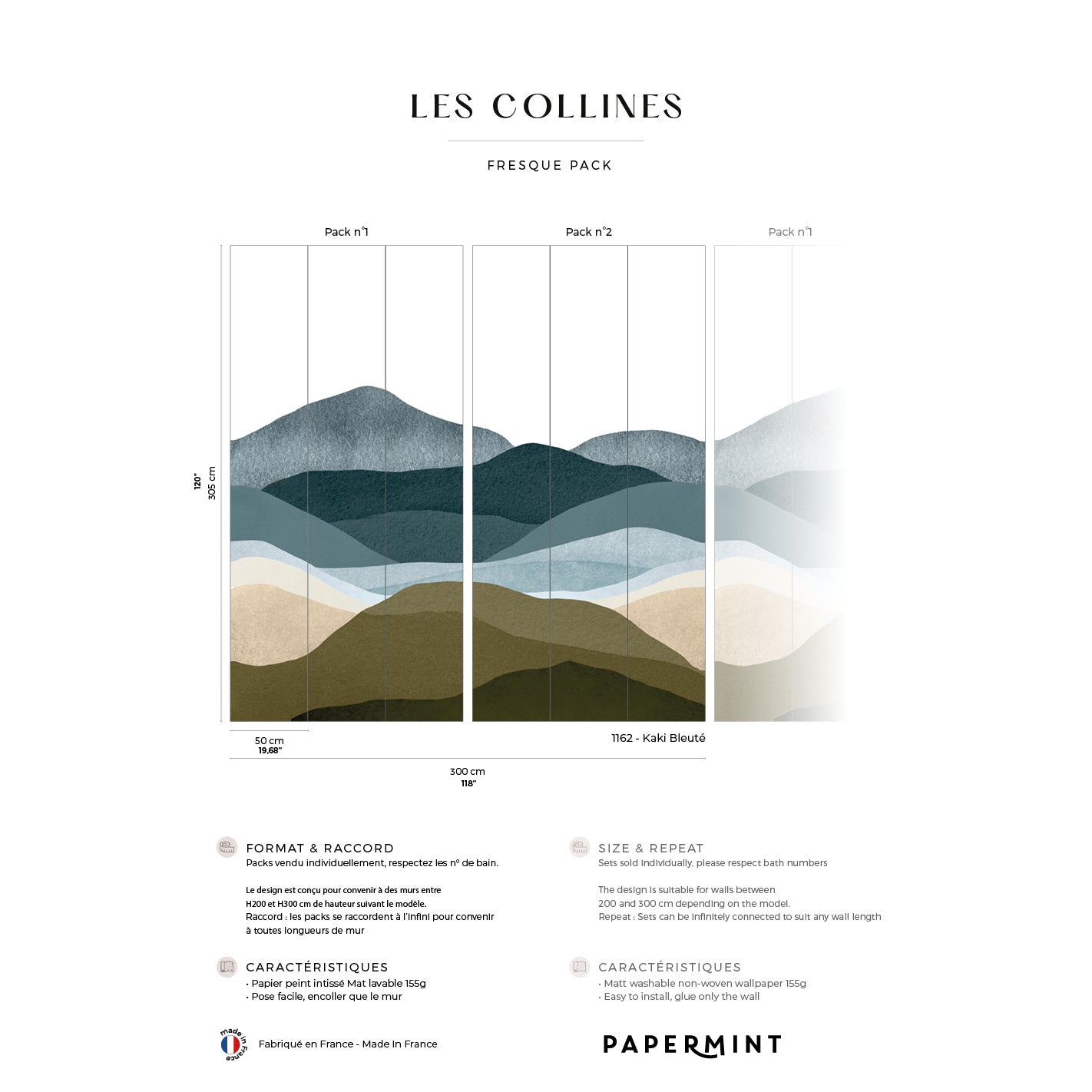 Veer Decor The Hills Pack 1 & 2 in Blue Wall Mural Landscape Mural Blue  Mural - 8184-BDL-BP2