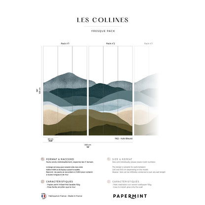 Veer Decor The Hills Pack 1 & 2 in Blue Wall Mural Landscape Mural Blue  Mural - 8184-BDL-BP2