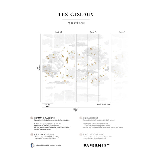 Veer Decor Birds Pack 1 & 2 in Yellow Wall Mural Animals Mural Yellow  Mural - 8184-BDL-BR2