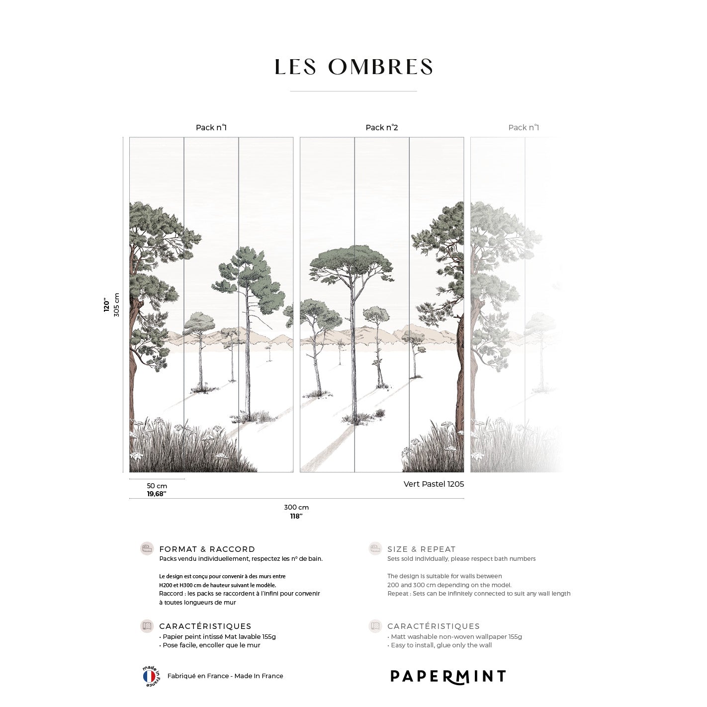 Veer Decor Shadows Pack 1 & 2 in Green Wall Mural Nature Mural Green  Mural - 8184-BDL-BS2