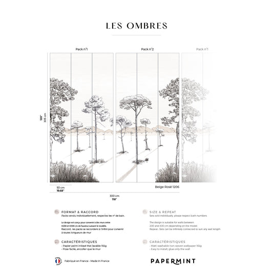 Veer Decor Shadows Pack 1 & 2 in Pink Wall Mural Nature Mural Pink  Mural - 8184-BDL-BS3