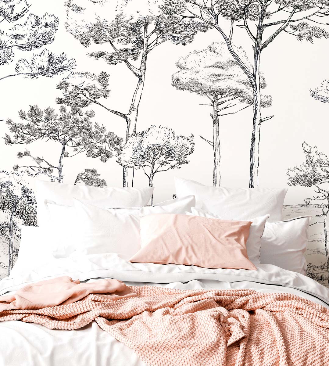 Veer Decor Pines Pack 1 & 2 in Black Wall Mural Landscape Mural Black  Mural - 8184-BDL-BT1