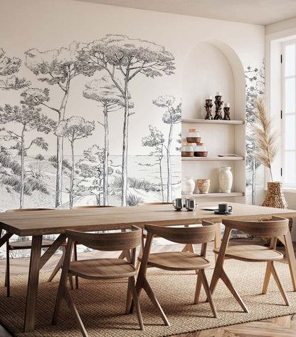 Veer Decor Pines Pack 1 & 2 in Black Wall Mural Landscape Mural Black  Mural - 8184-BDL-BT1