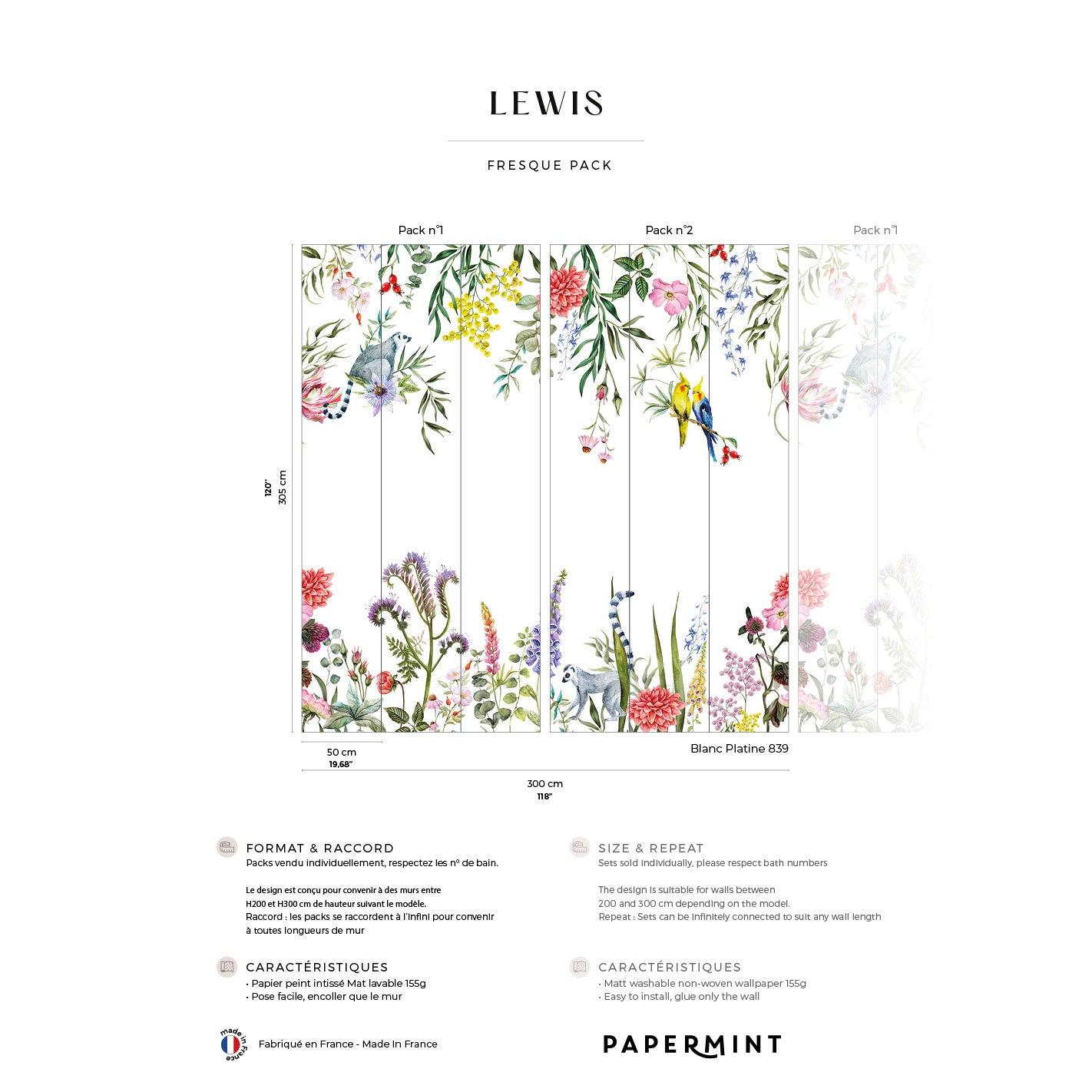 Veer Decor Lewis Pack 1 & 2 in Multi Wall Mural Botanical & Floral Mural Multi  Mural - 8184-BDL-BU