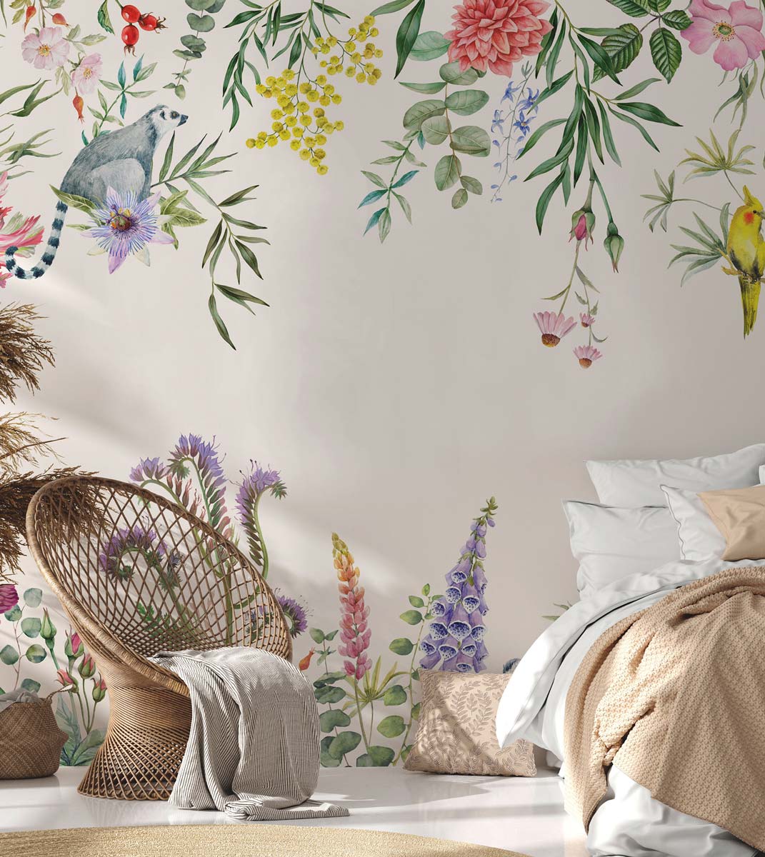 Veer Decor Lewis Pack 1 & 2 in Multi Wall Mural Botanical & Floral Mural Multi  Mural - 8184-BDL-BU