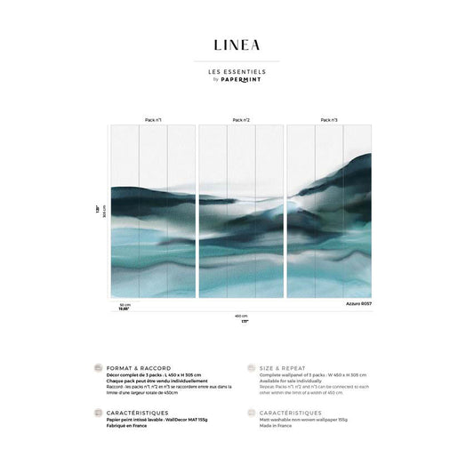 Veer Decor Linea  Pack 1, 2 & 3 in Blue Wall Mural Abstract Mural Blue  Mural - 8184-BDL-BV