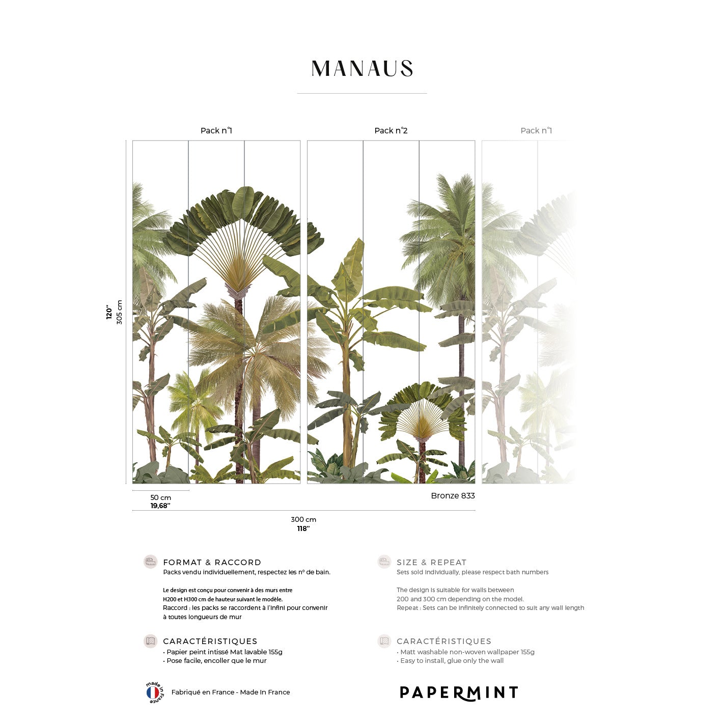 Veer Decor Manaus Pack 1 & 2 in Green Wall Mural Tropical Mural Green  Mural - 8184-BDL-BY