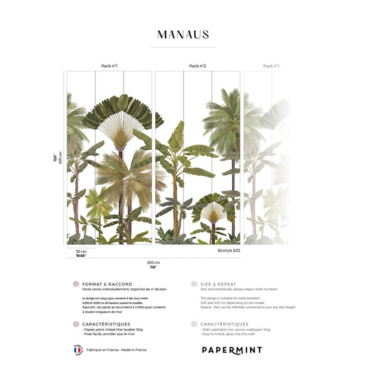 Veer Decor Manaus Pack 1 & 2 in Green Wall Mural Tropical Mural Green  Mural - 8184-BDL-BY