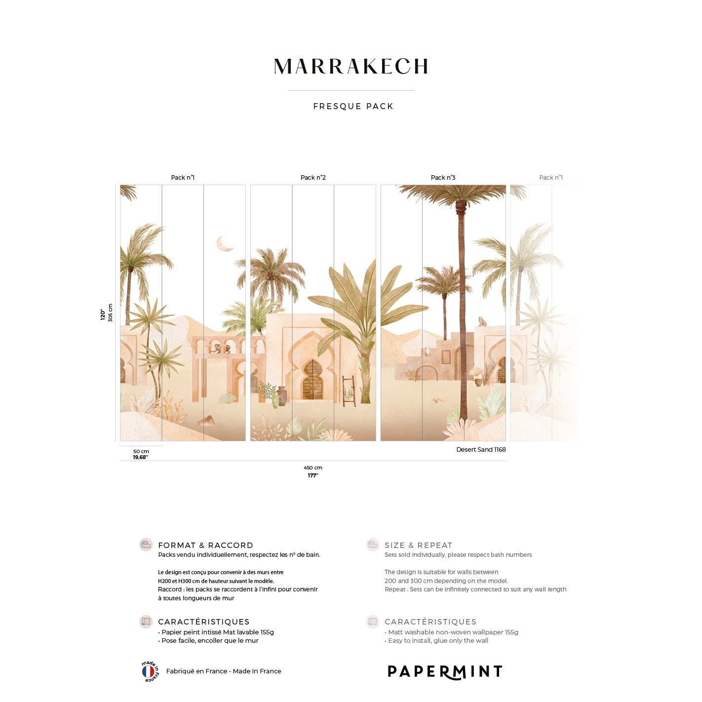 Veer Decor Marrakesh Pack 1, 2 & 3 in Gold Wall Mural Tropical Mural Gold  Mural - 8184-BDL-BZ