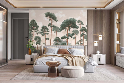 Veer Decor Matsu Pack 1 & 2 in Pink Wall Mural Nature Mural Pink  Mural - 8184-BDL-CA1