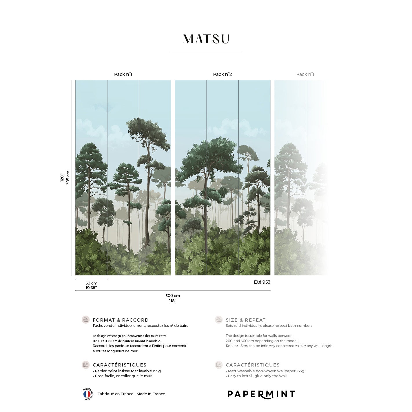 Veer Decor Matsu Pack 1 & 2 in Blue Wall Mural Nature Mural Blue  Mural - 8184-BDL-CA2