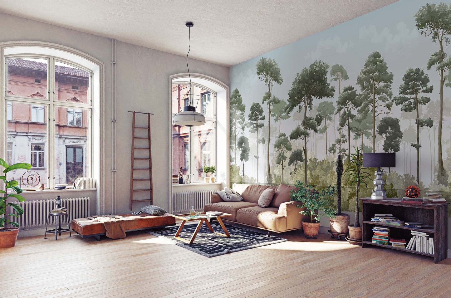 Veer Decor Matsu Pack 1 & 2 in Green Wall Mural Nature Mural Green  Mural - 8184-BDL-CA3