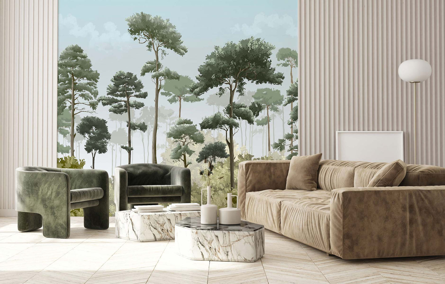 Veer Decor Matsu Pack 1 & 2 in Green Wall Mural Nature Mural Green  Mural - 8184-BDL-CA3