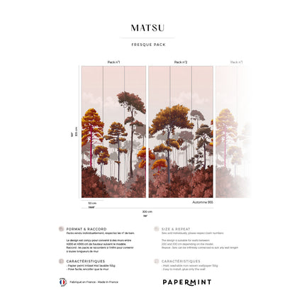 Veer Decor Matsu Pack 1 & 2 in Orange Wall Mural Nature Mural Orange  Mural - 8184-BDL-CA4